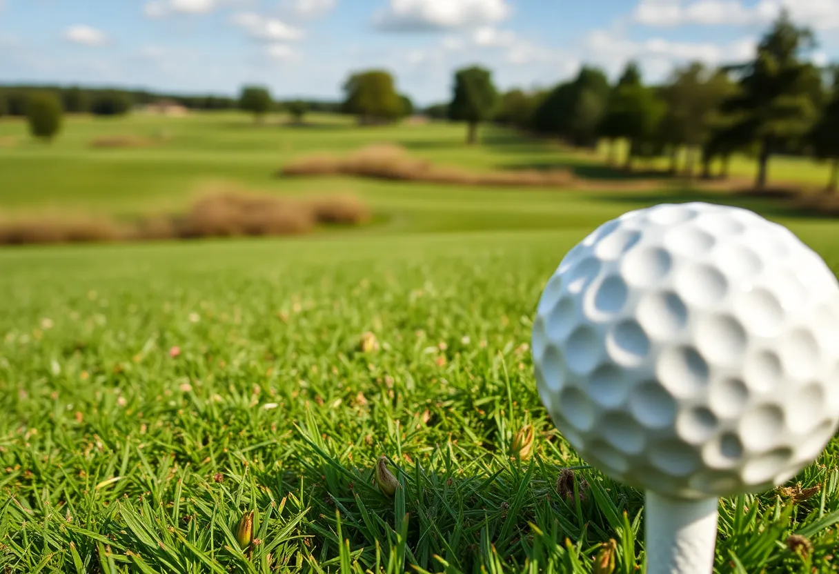 Close-up view of a beautiful golf course with manicured fairways.