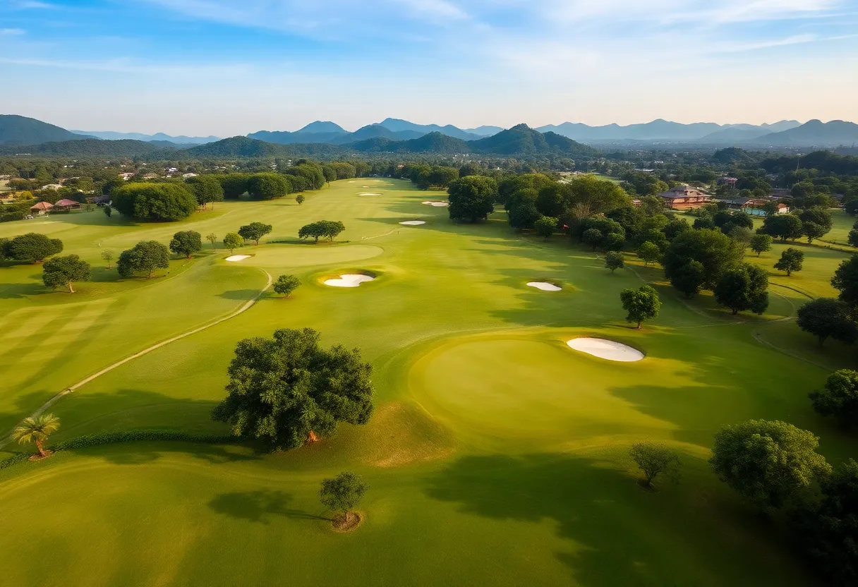 Golfers enjoying a round at a beautiful golf course in Central Vietnam