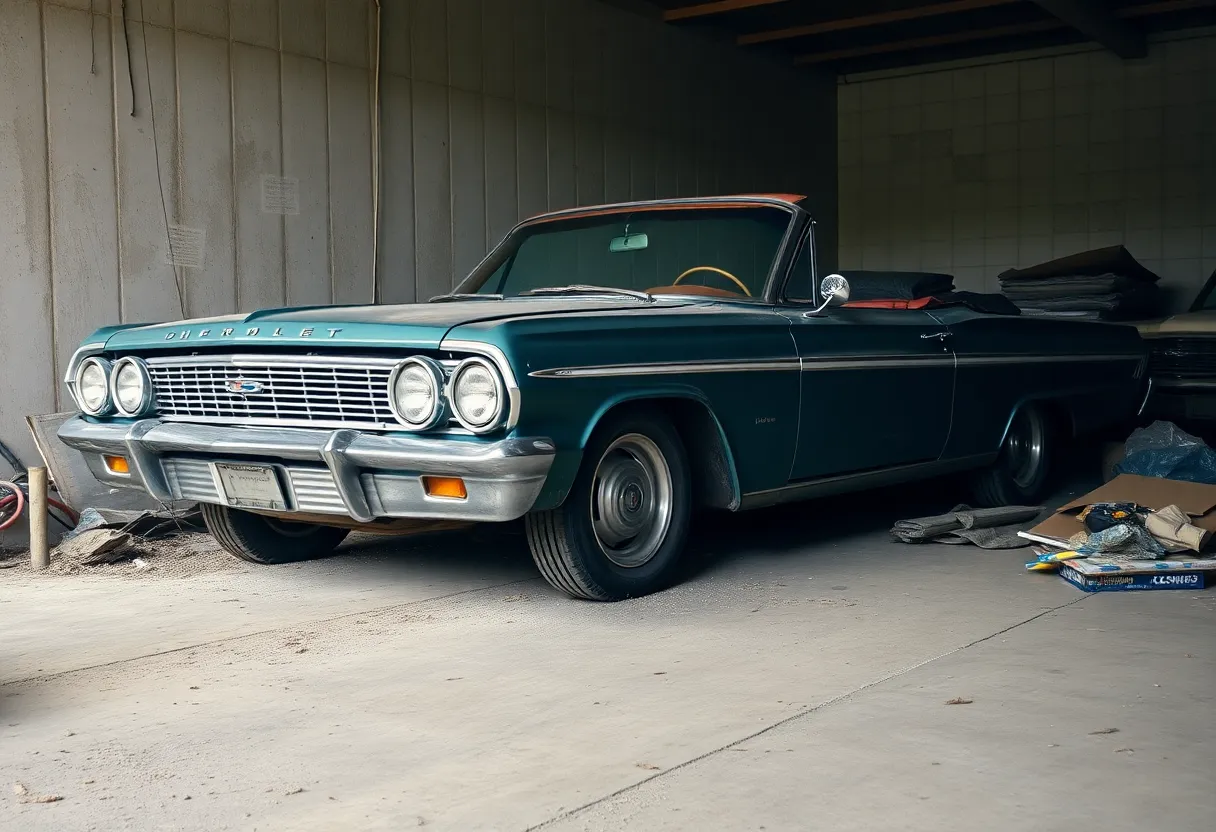 Chevrolet Impala convertible suffering from rodent damage in storage