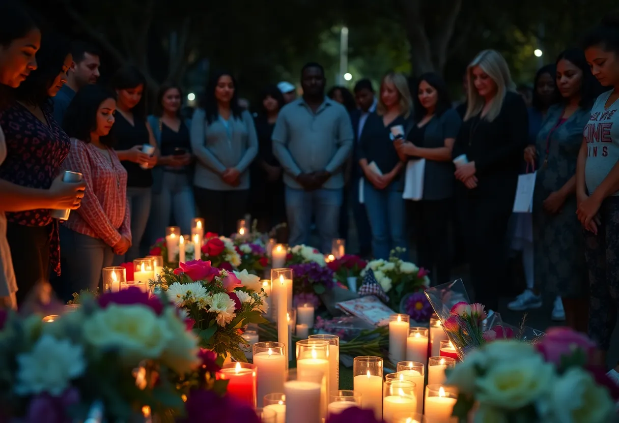 A community vigil honoring a lost child with candles and flowers