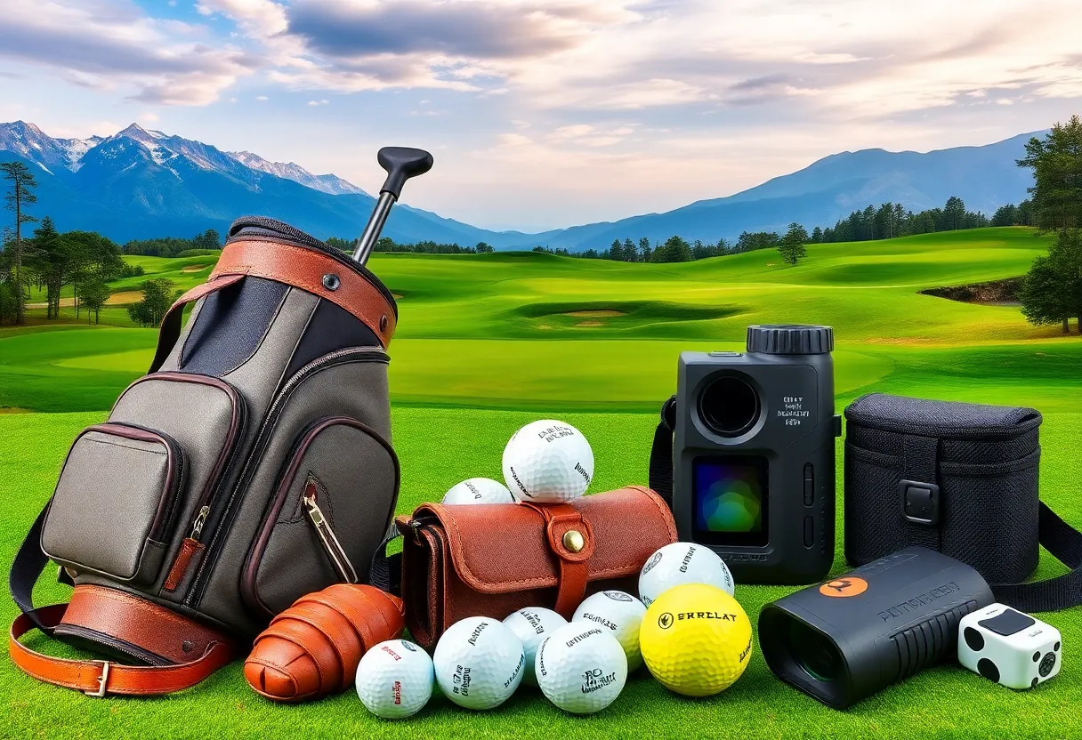 A variety of golf-themed travel gifts suitable for golfers on the go.