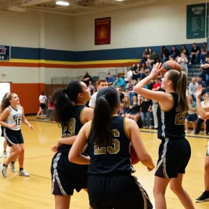 Girls basketball teams from Jacksonville in action during a match