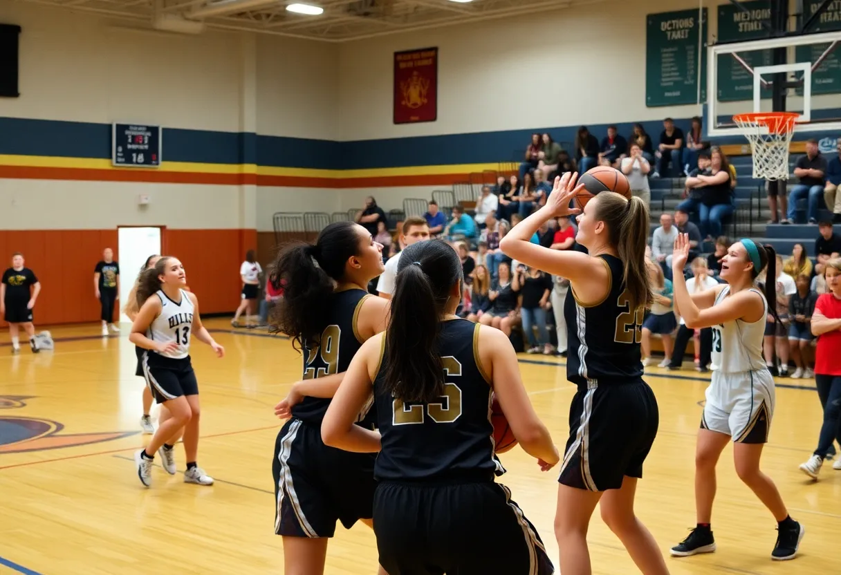 Girls basketball teams from Jacksonville in action during a match