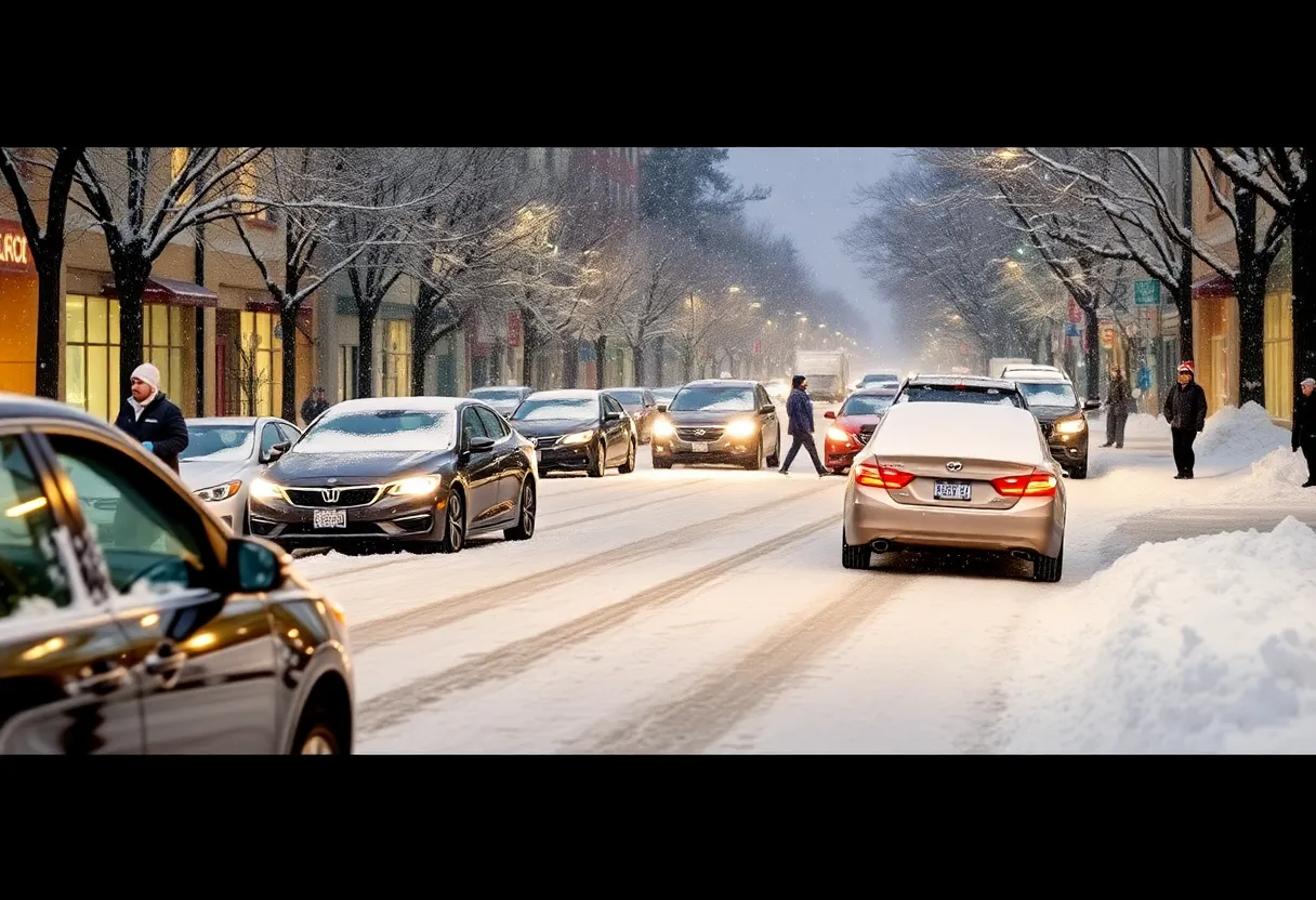Snow-covered street in Jacksonville during the 2025 cold snap