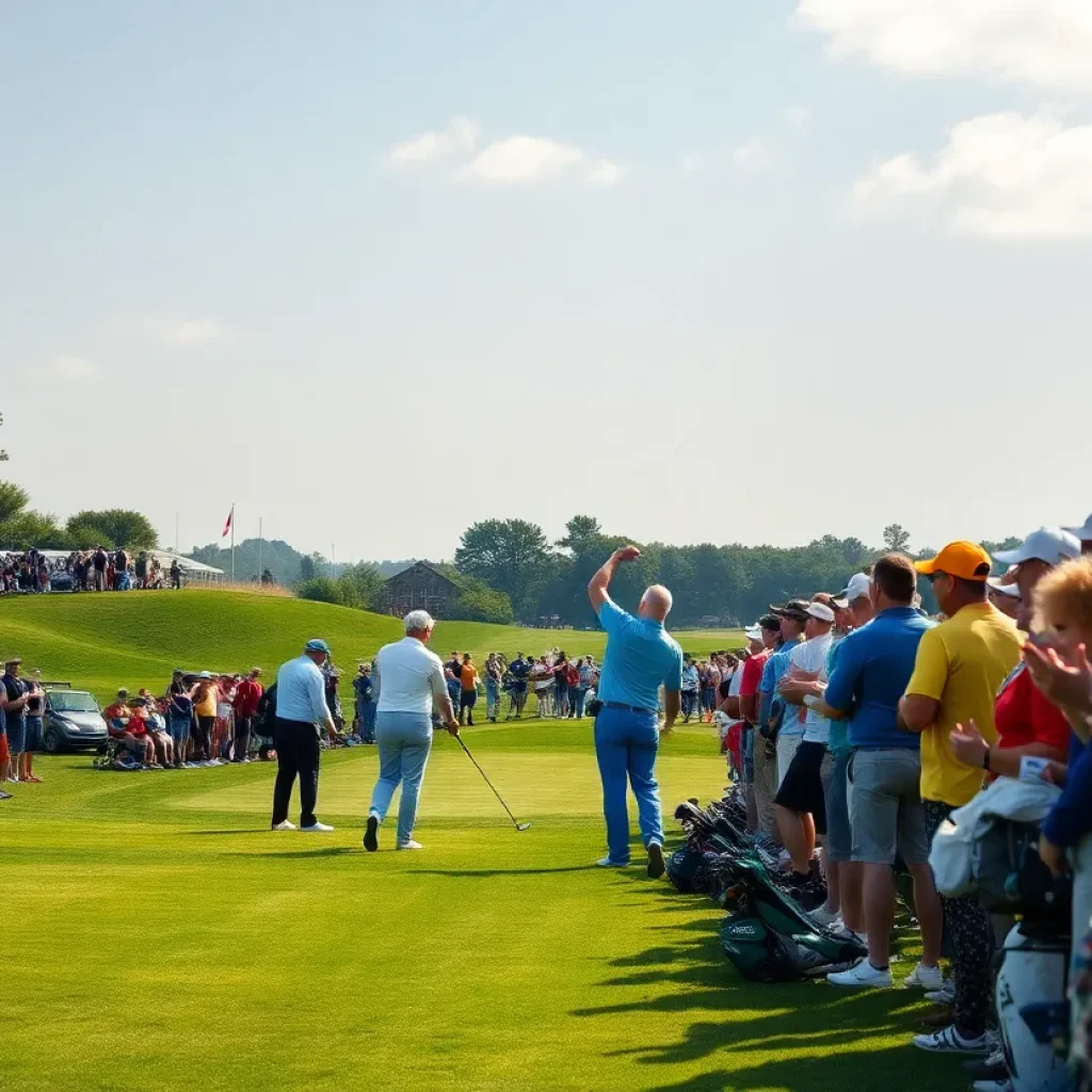 Professional golfers competing at the LIV Golf International Series in India.