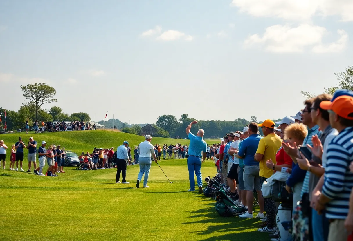 Professional golfers competing at the LIV Golf International Series in India.