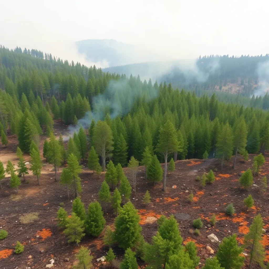 Landscape of Northeast Florida showing areas of prescribed burns with smoke rising