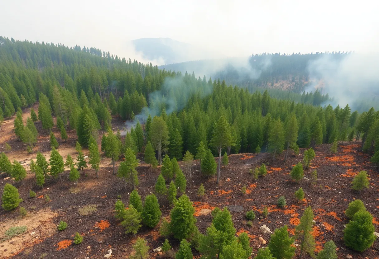 Landscape of Northeast Florida showing areas of prescribed burns with smoke rising