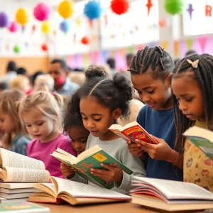 Community gathering celebrating reading in Jacksonville
