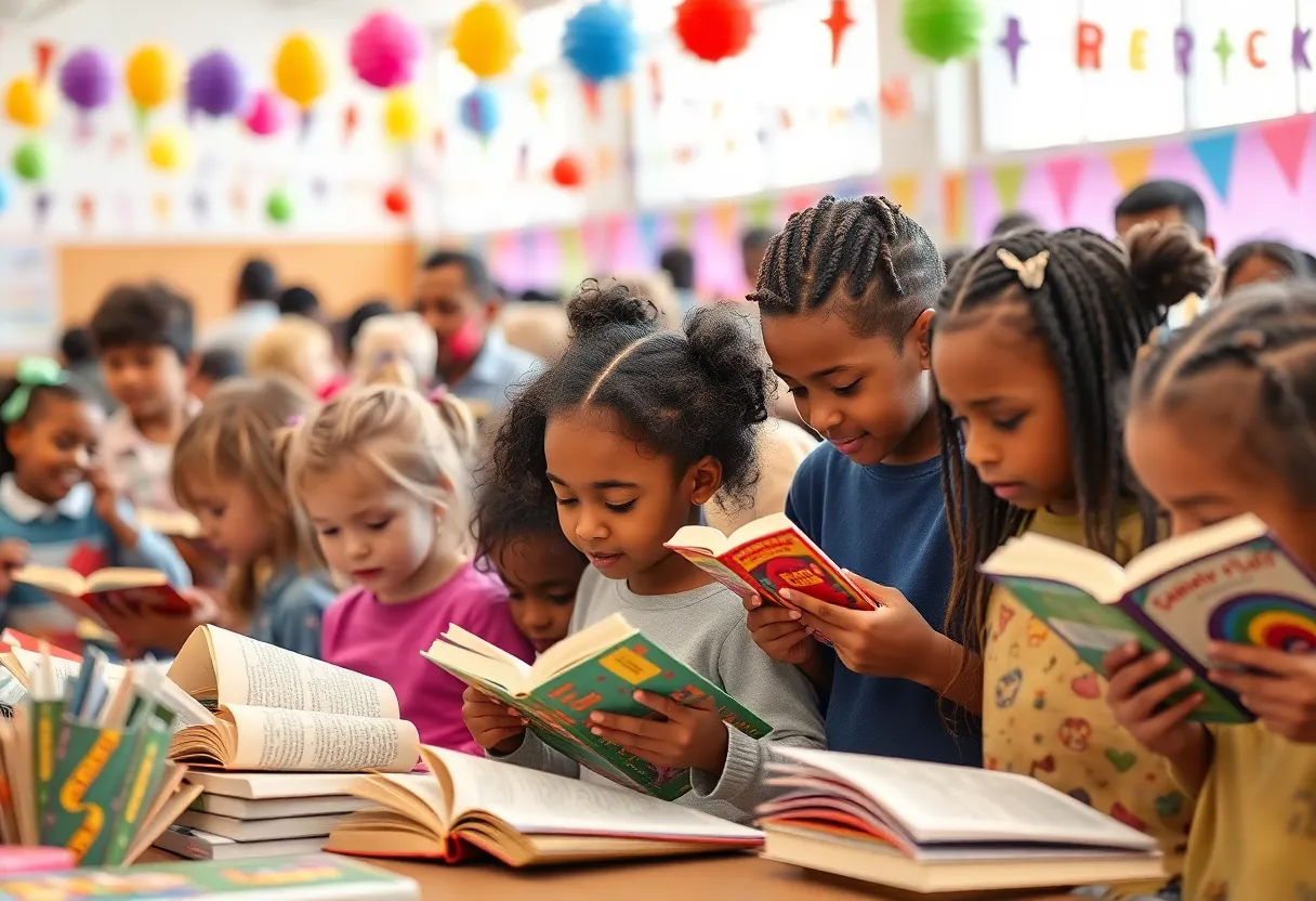Community gathering celebrating reading in Jacksonville
