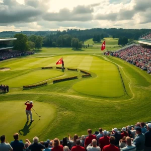 Dramatic golf match between two teams in TGL format