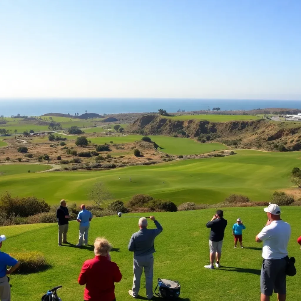 Golfers playing at Torrey Pines during the Genesis Invitational 2025