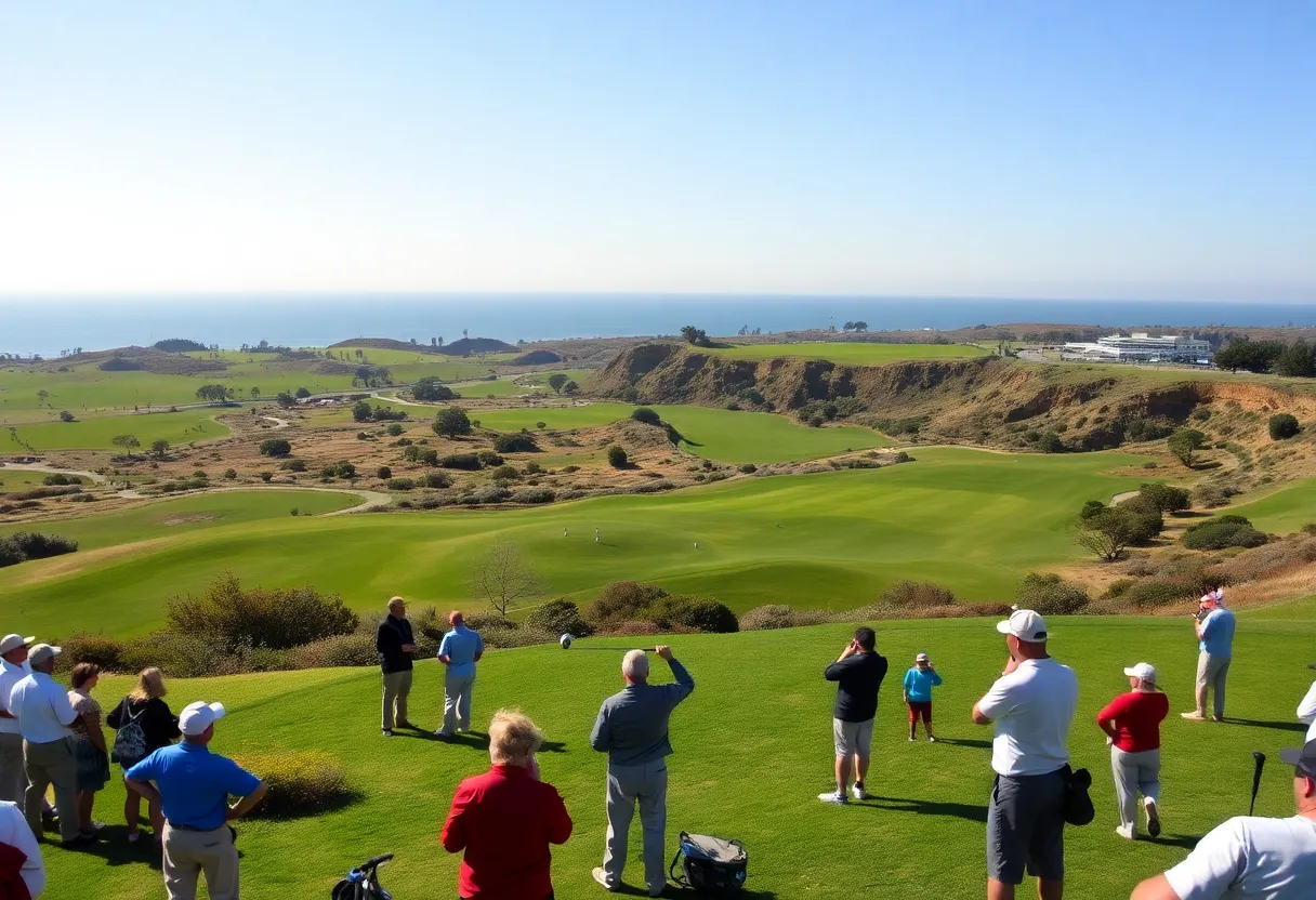 Golfers playing at Torrey Pines during the Genesis Invitational 2025