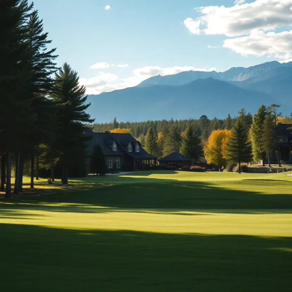 Beautiful golf course with vibrant green grass and blue skies