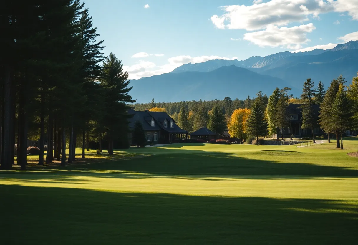 Beautiful golf course with vibrant green grass and blue skies