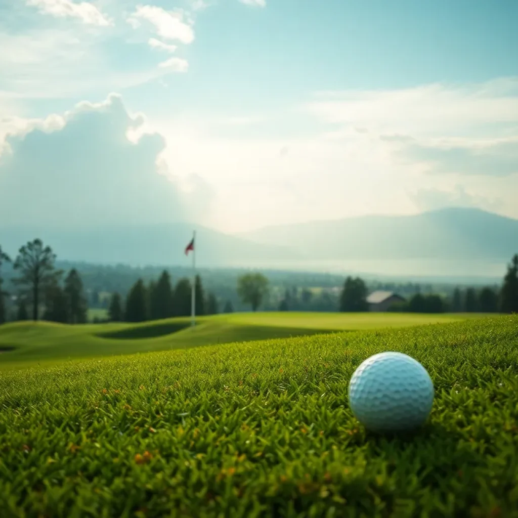 A scenic view of a beautiful golf course showcasing lush greenery.