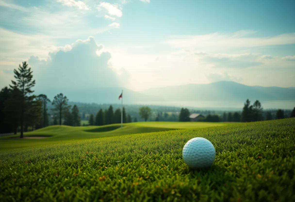 A scenic view of a beautiful golf course showcasing lush greenery.