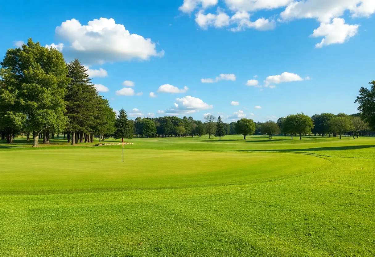 Close up view of a beautifully maintained golf course