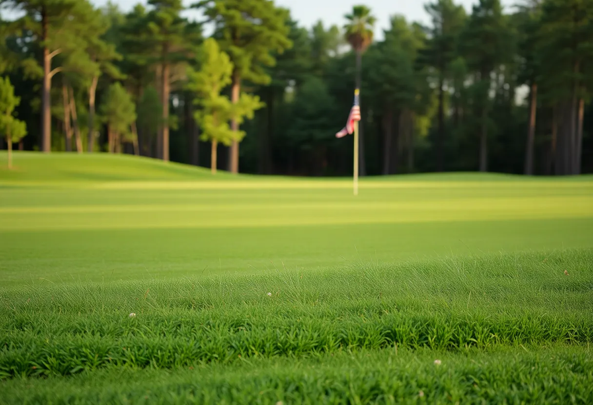 Close-up view of a beautiful golf course.