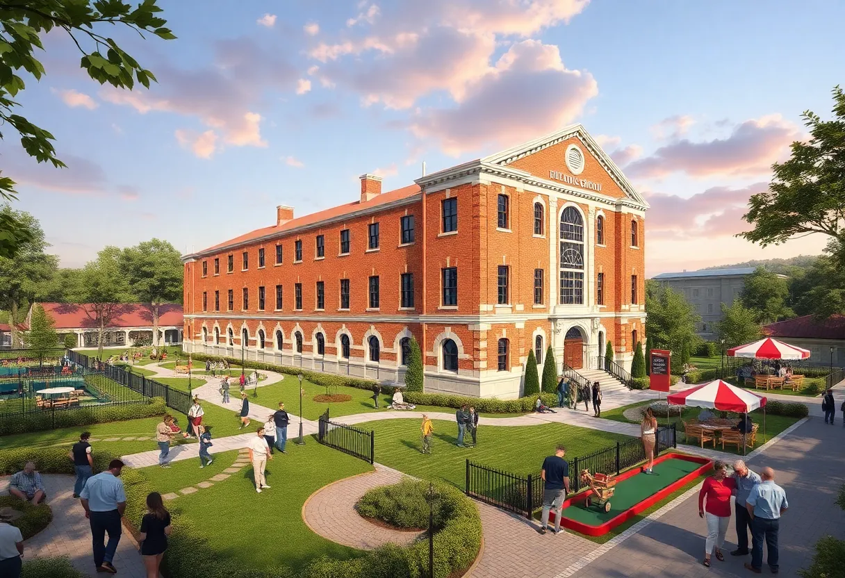 Render of Axson Elementary School redevelopment with entertainment area