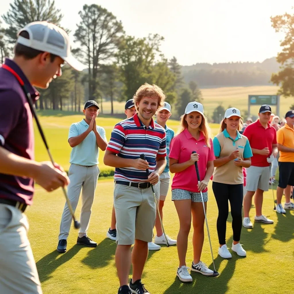 Golfers competing in a collegiate tournament at Wigwam Golf Club