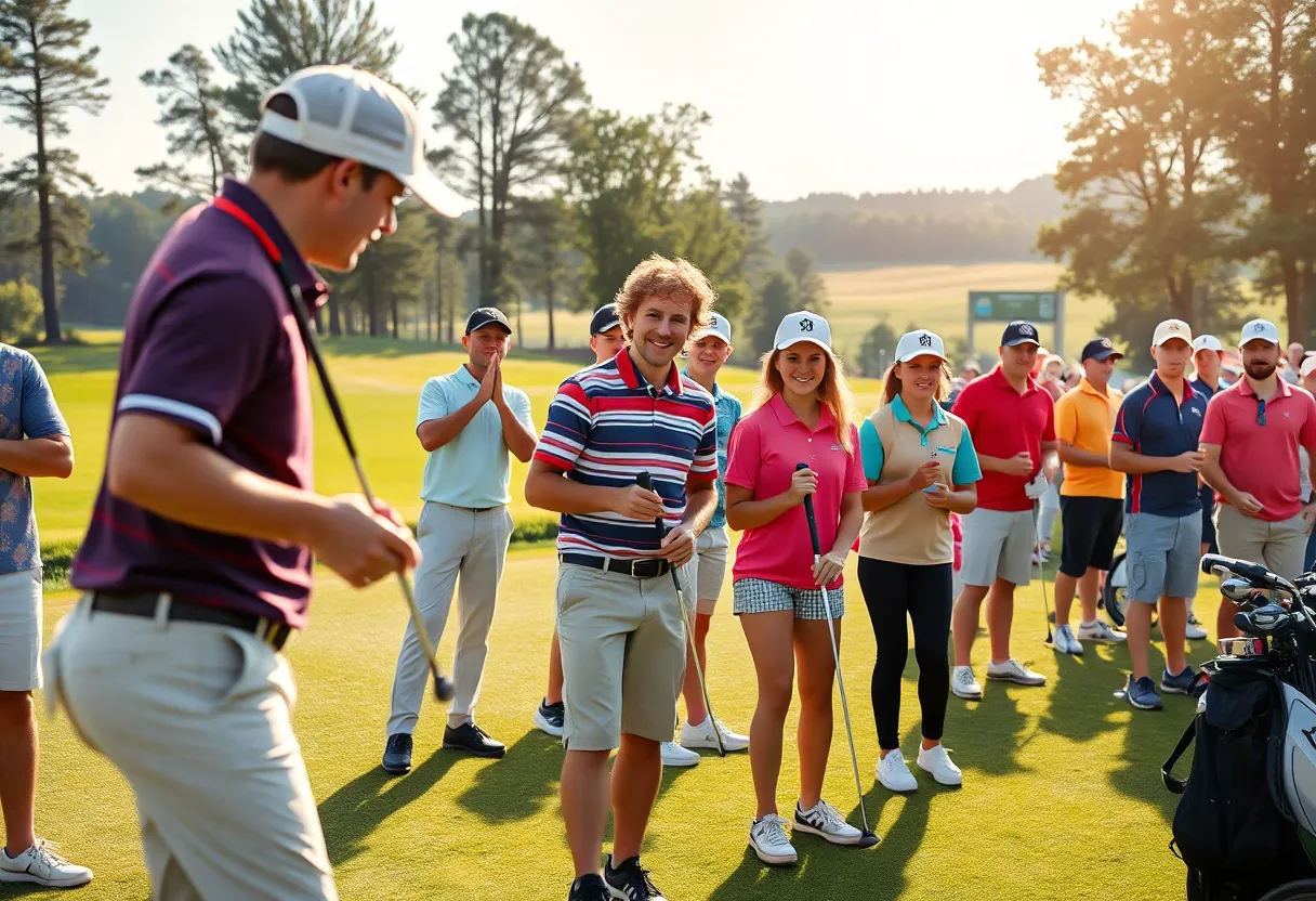 Golfers competing in a collegiate tournament at Wigwam Golf Club