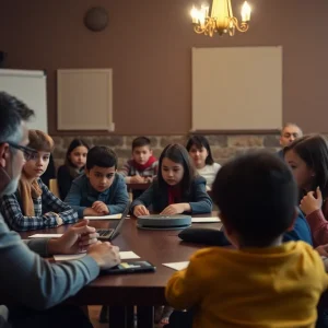 A community gathering focused on child safety and awareness about online predators.