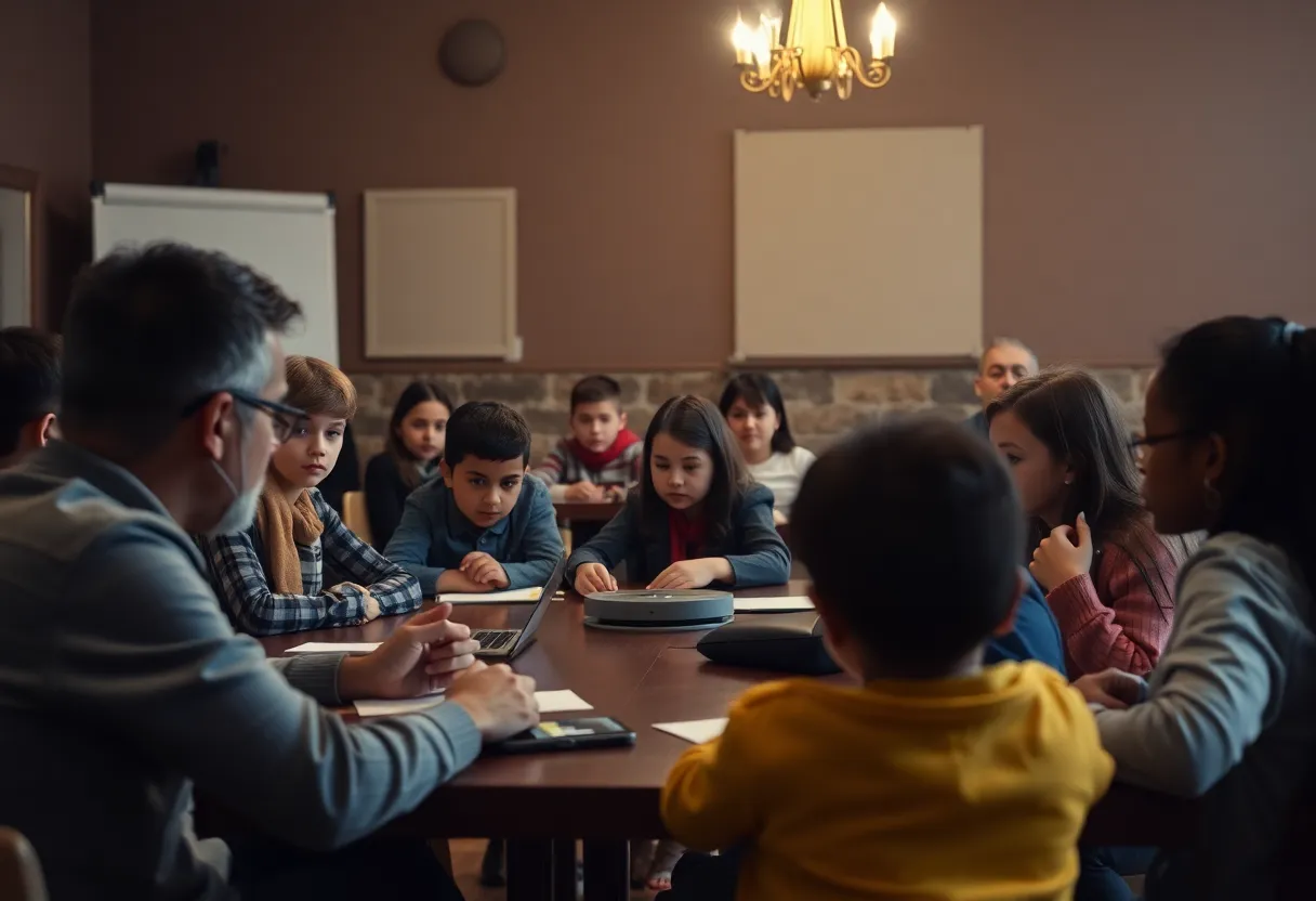 A community gathering focused on child safety and awareness about online predators.
