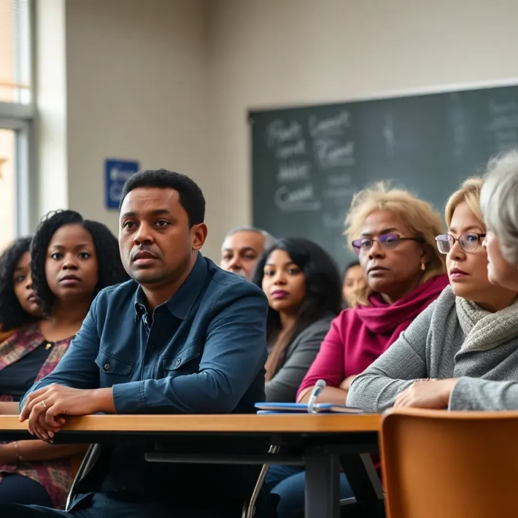 Parents discussing school safety concerns