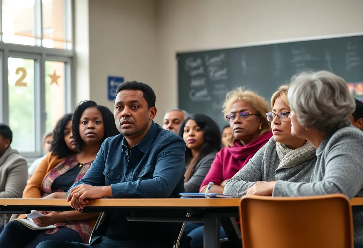 Parents discussing school safety concerns