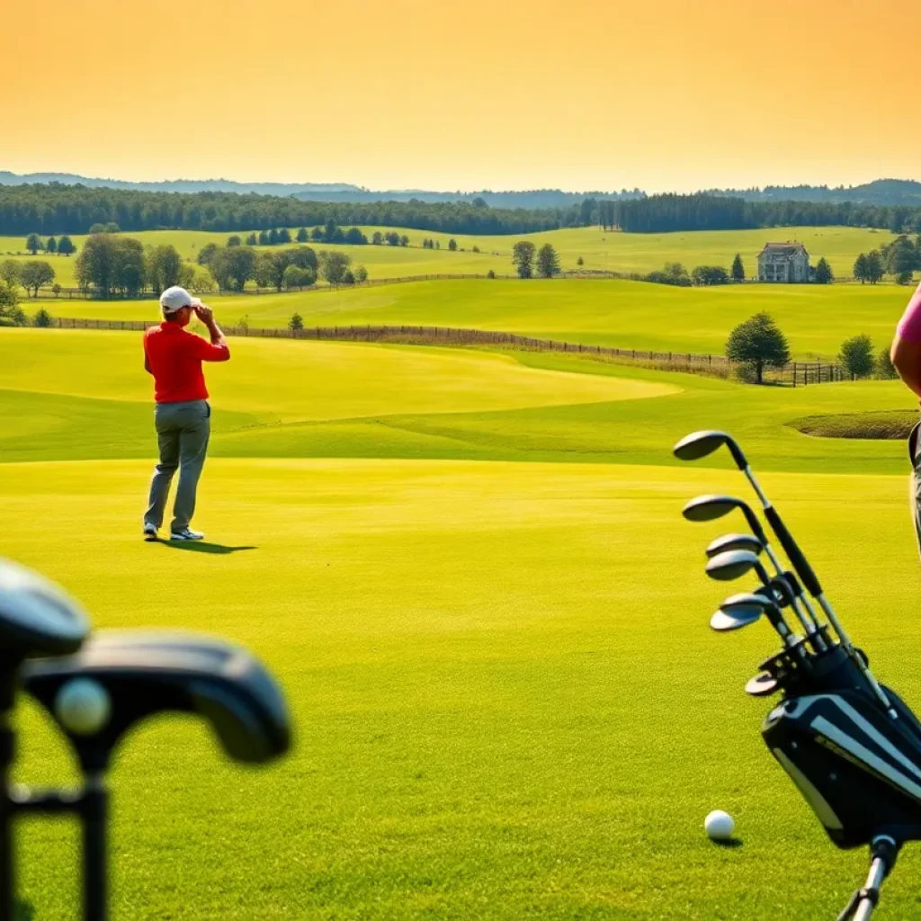 Golfers testing clubs during a custom fitting session
