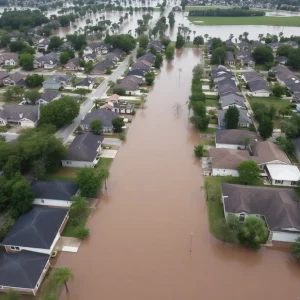 Flooded residential area in Dade City, Pasco County