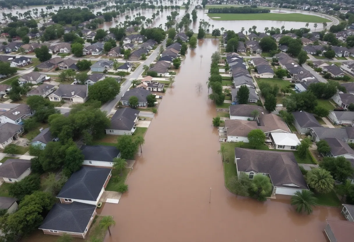 Flooded residential area in Dade City, Pasco County