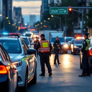 Law enforcement officers conducting a DUI checkpoint in Jacksonville