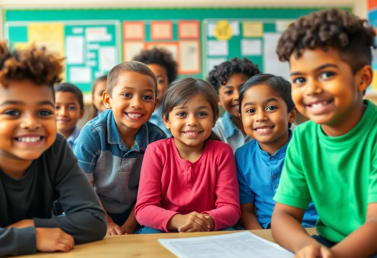 Diverse group of students in a classroom