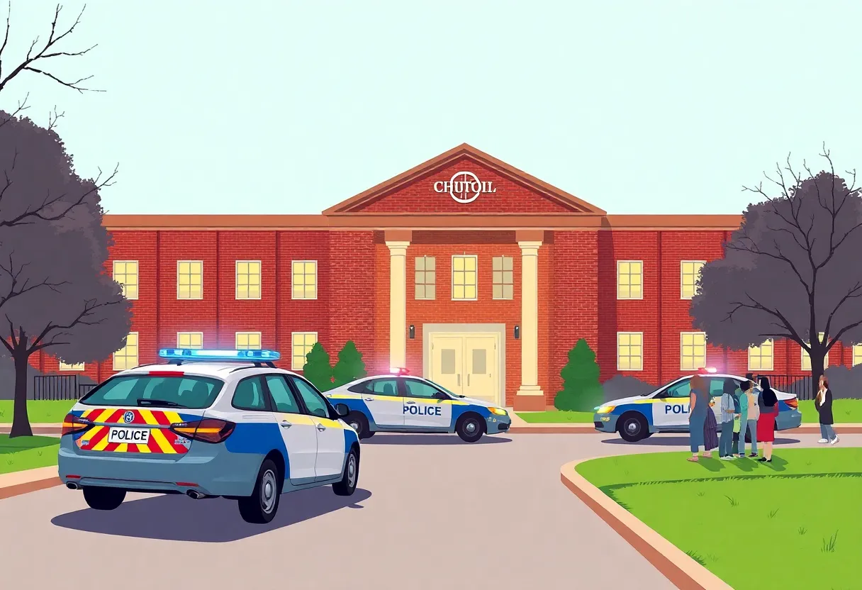 Police presence outside a Duval County school following the arrest of safety officers.