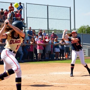Softball players from Eastern Florida State College competing during a game.
