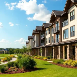 A picturesque view of Esplanade resort community at St. Marys