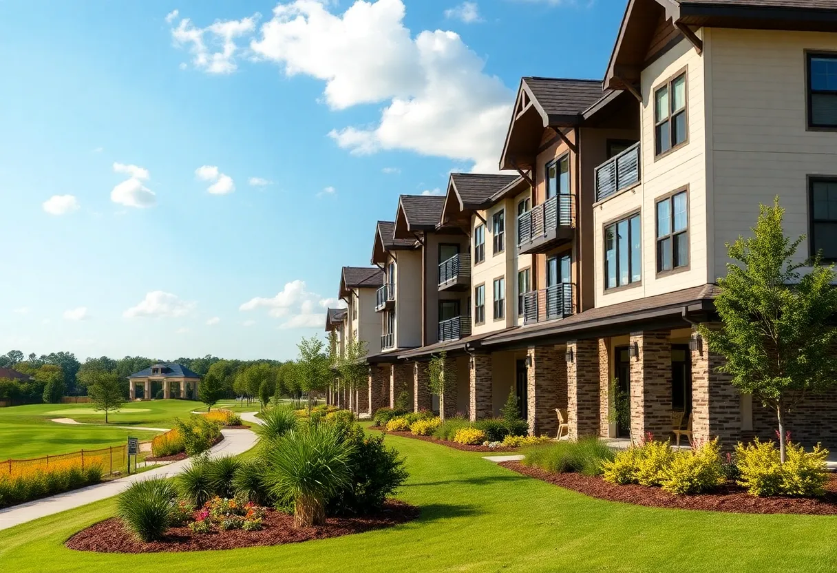 A picturesque view of Esplanade resort community at St. Marys