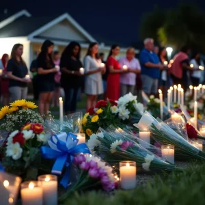Community members gather for a vigil in memory of a young murder victim in Florida City.