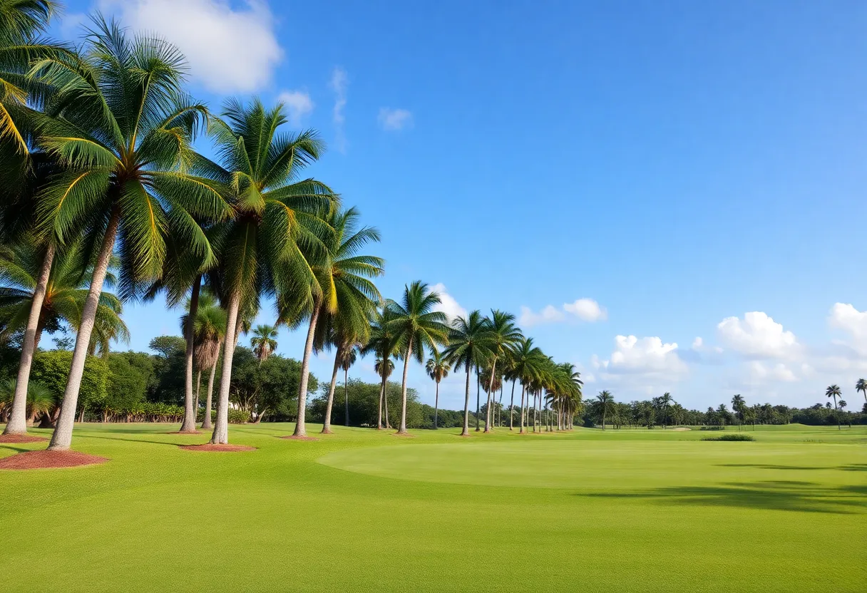 Lush green golf course in Florida under a sunny sky