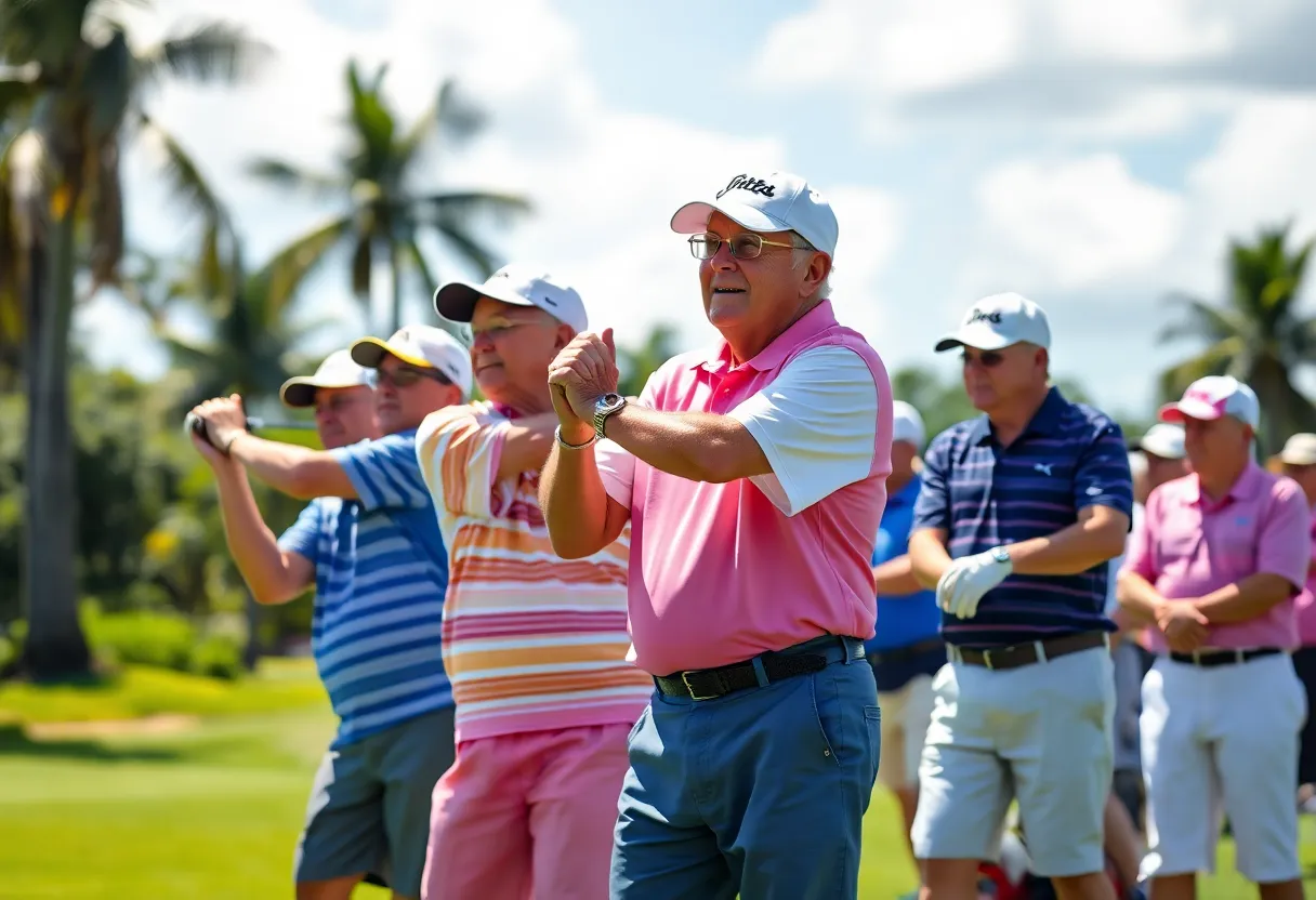 Senior golfers competing in a tournament in Florida