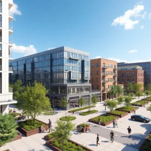 Rendering of Gateway Jax mixed-use development in Springfield, Jacksonville