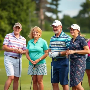 Golf players participating in a charity event for Batten disease awareness