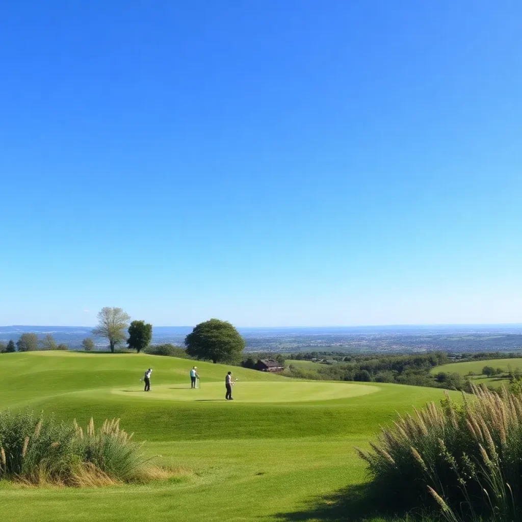 Beautiful golf course in Europe with golfers