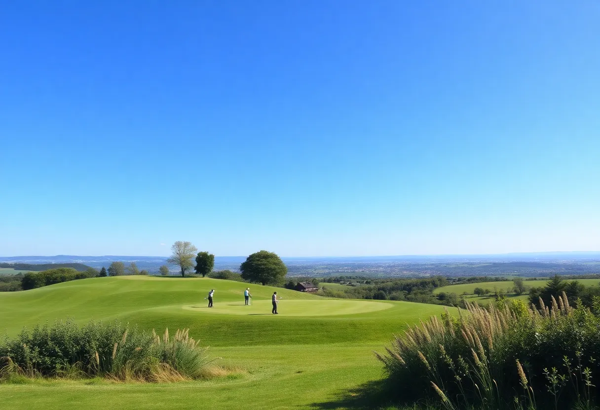 Beautiful golf course in Europe with golfers