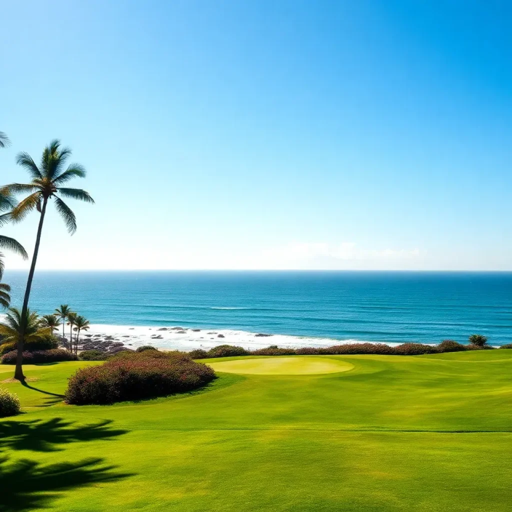 Scenic golf course at sunset