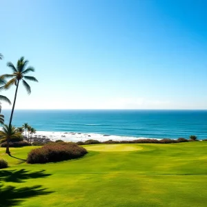 Scenic golf course at sunset