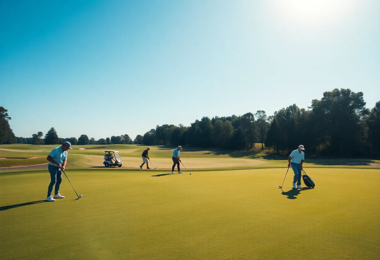 Golf officials discussing the reunification of the PGA Tour and LIV Golf.