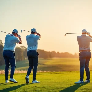 Players from different golf tours interacting during a tournament